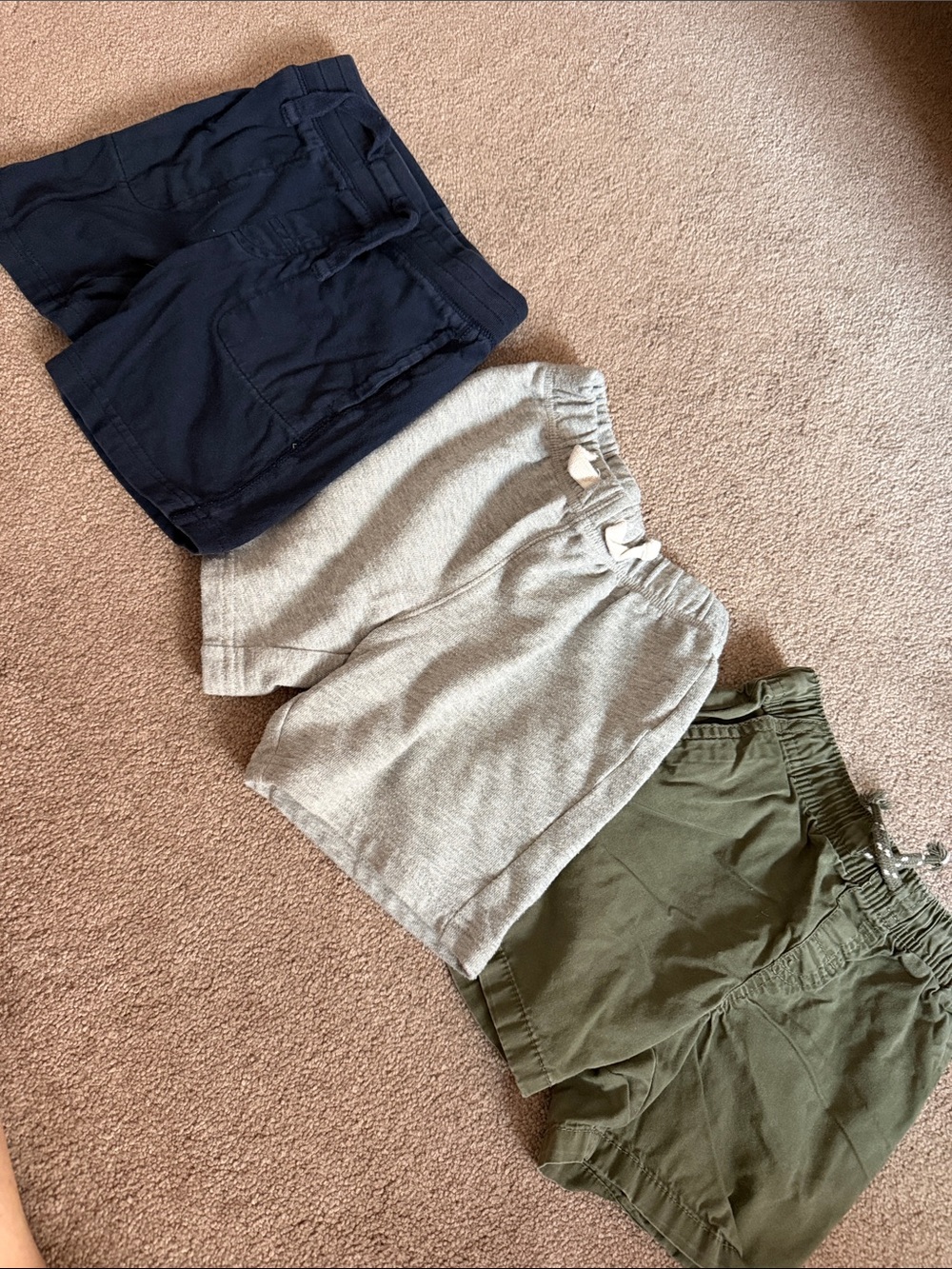 3-Pack Boys Shorts Set - Navy, Gray & Olive